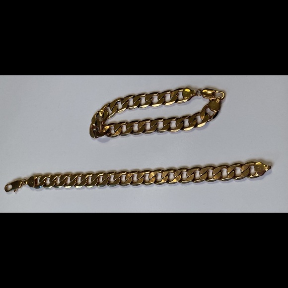 Unisex gold plated Cuban link bracelets, lobster closure - Picture 1 of 10